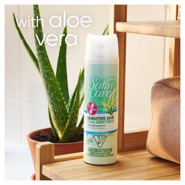 Gillette Satin Care Sensitive Skin Shave Gel with Aloe Vera, 7 OZ