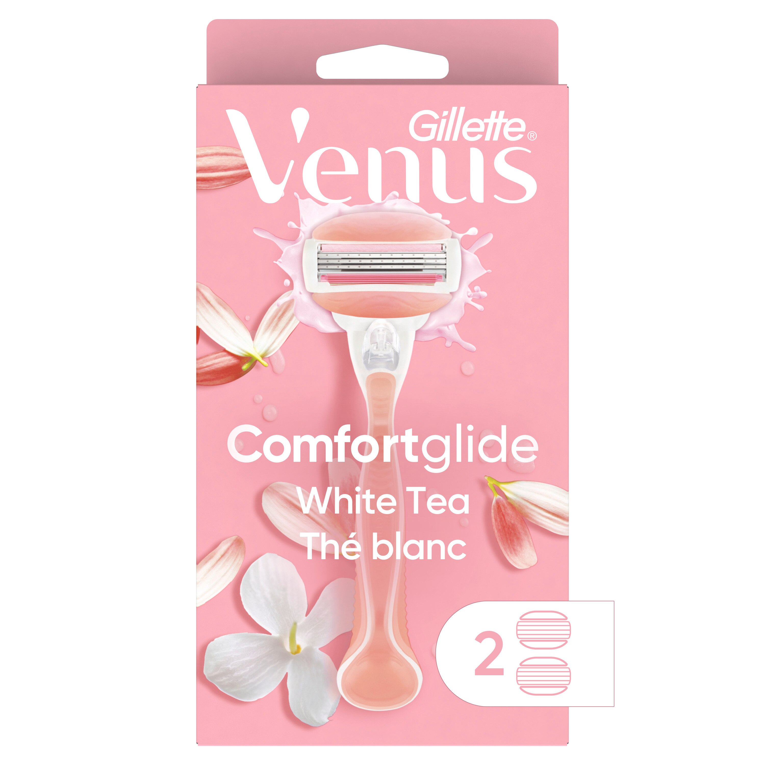 Gillette Venus ComfortGlide White Tea - Rasuradora para mujer, 1 mango + 2 repuestos