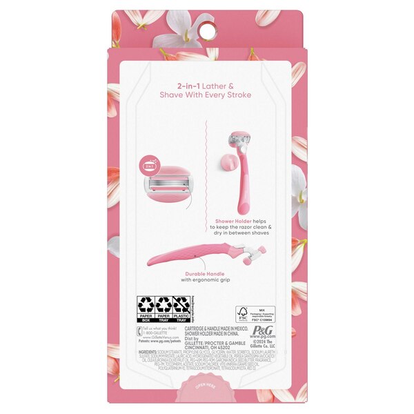 Gillette Venus Comfort Glide White Tea 3-Blade Razor + 2 Razor Blade Refills