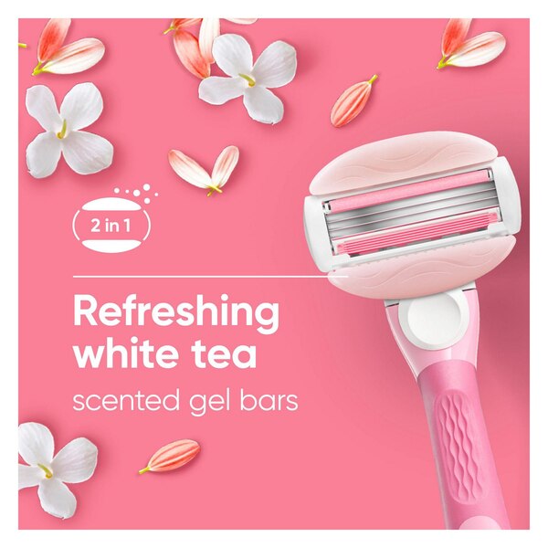 Gillette Venus Comfort Glide White Tea 3-Blade Razor Blade Refills, 4 CT