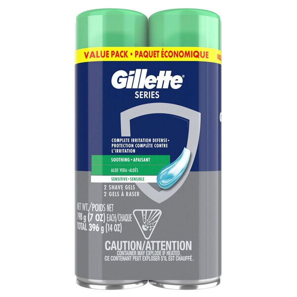 Gillette Series Sensitive Shave Gel with Aloe,7 OZ, 2 Pack