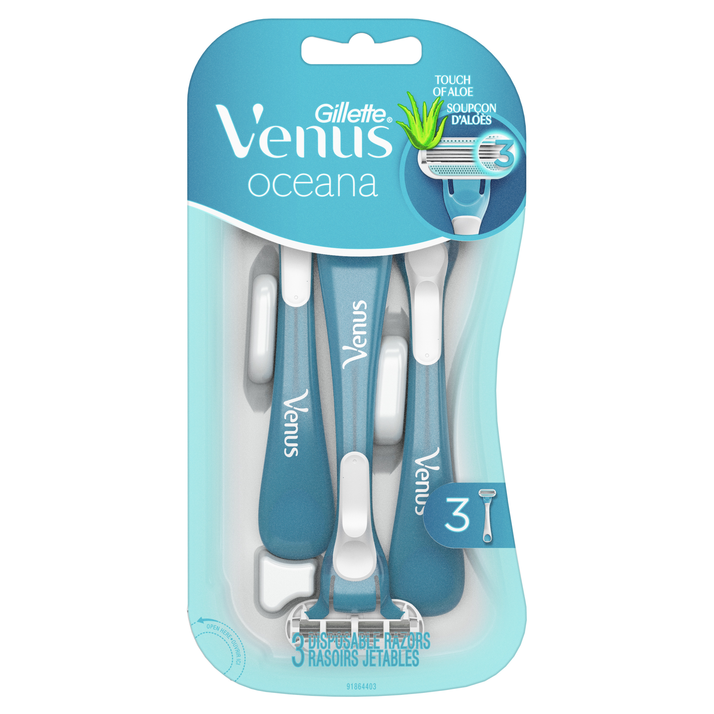 Gillette Venus Oceana 3-Blade Disposable Razors, 3 CT
