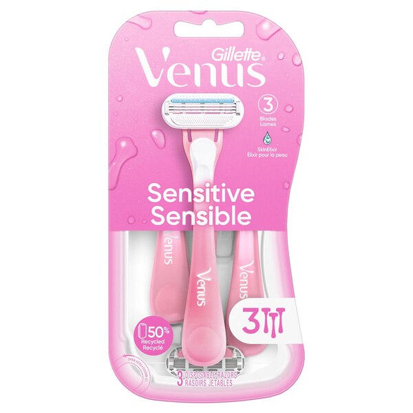 Gillette Venus Sensitive 3-Blade Disposable Razor, 3 CT