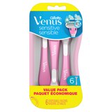 Gillette Venus Sensitive Women's 3-Blade Disposable Razors, 6 CT, thumbnail image