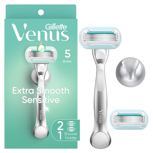 Gillette Venus Extra Smooth Sensitive 5-Blade Razor + 2 Razor Blade Refills