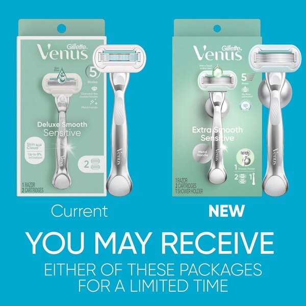 Gillette Venus Extra Smooth Sensitive 5-Blade Razor + 2 Razor Blade Refills