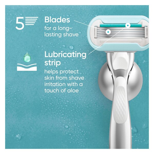 Gillette Venus Sensitive Deluxe Smooth 5-Blade Razor Blade Refills, 4 CT