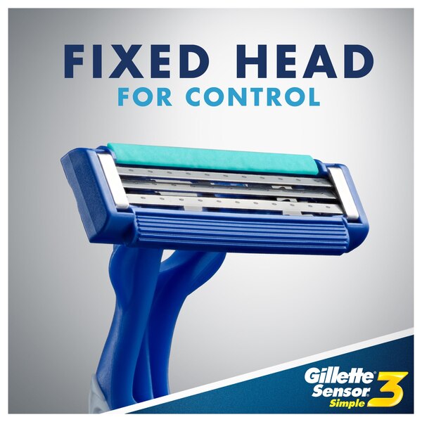 Gillette Sensor3 Simple Men's Disposable Razors, 8 CT