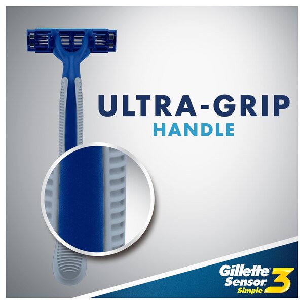Gillette Sensor3 Simple Men's Disposable Razors, 8 CT
