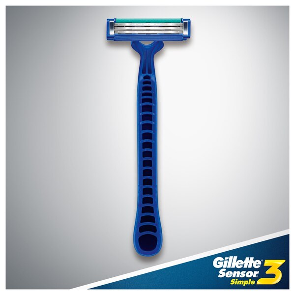 Gillette Sensor3 Simple Men's Disposable Razors, 8 CT