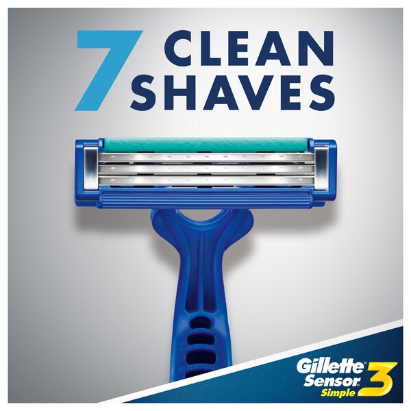 Gillette Sensor3 Simple Men's Disposable Razors, 8 CT