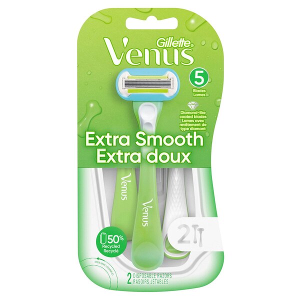Gillette Venus Extra Smooth 5-Blade Disposable Razors, 2 CT