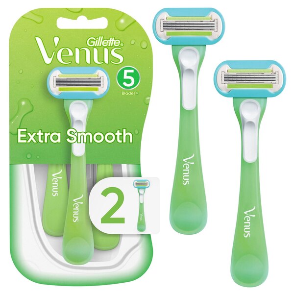 Gillette Venus Extra Smooth 5-Blade Disposable Razors, 2 CT