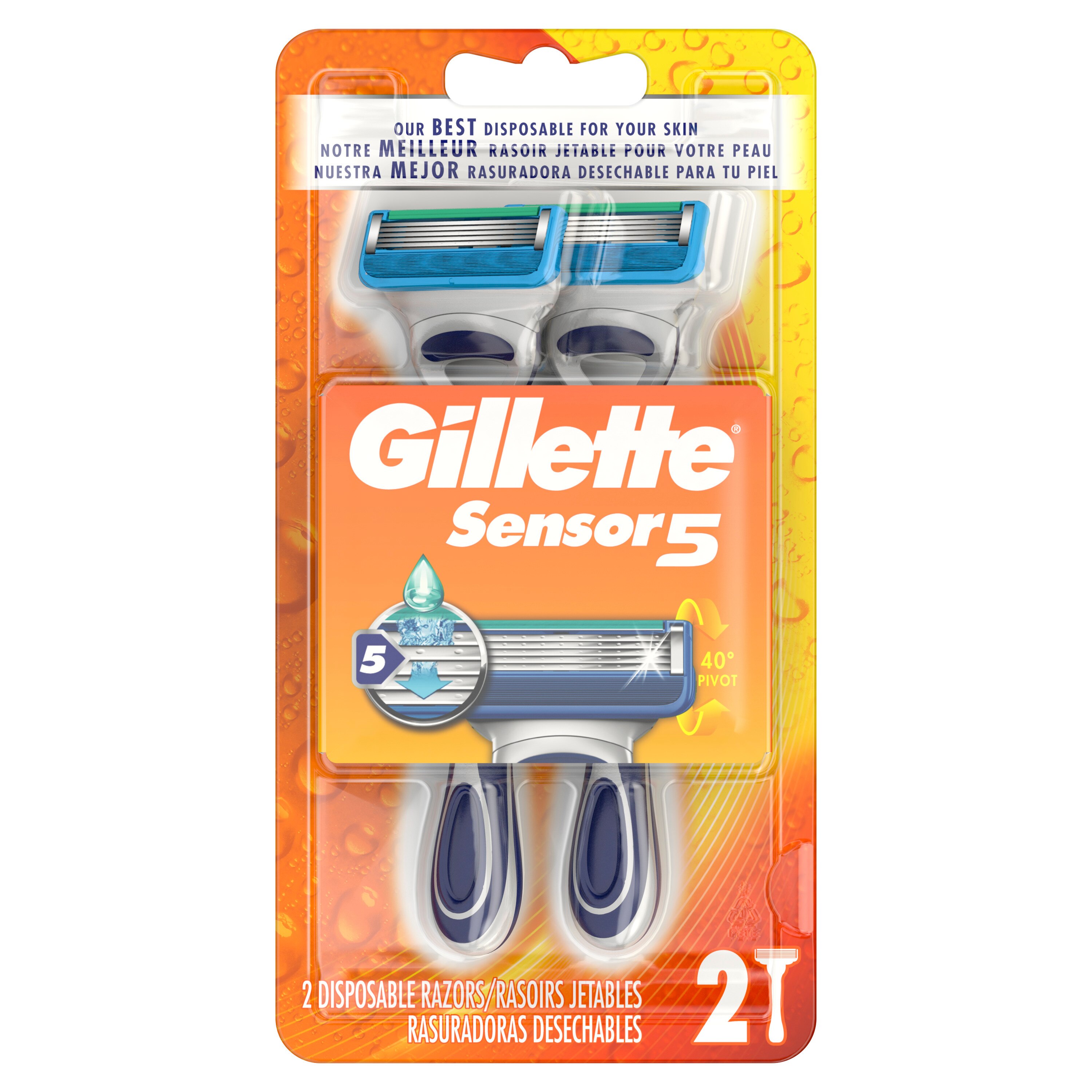 Gillette Sensor5 - Rasuradora desechables para hombres, 2 u.