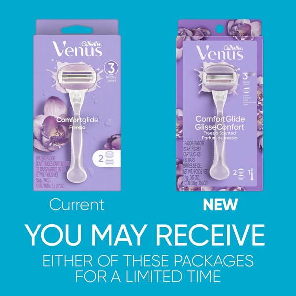 Gillette Venus ComfortGlide Freesia Razor + 2 Razor Blade Refills