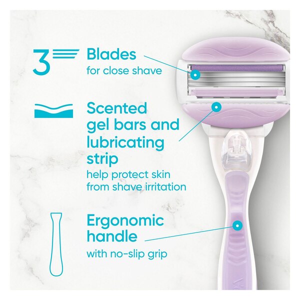 Gillette Venus ComfortGlide Freesia Razor + 2 Razor Blade Refills