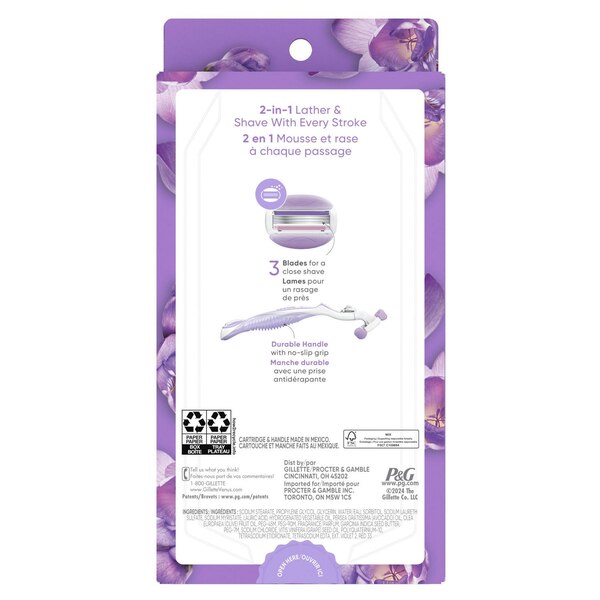 Gillette Venus ComfortGlide Freesia Razor + 2 Razor Blade Refills