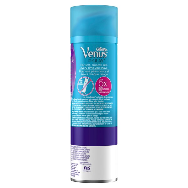 Gillette Venus UltraMoisture Violet Swirl Shave Gel with Olay, 6 OZ