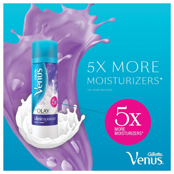 Gillette Venus UltraMoisture Violet Swirl Shave Gel with Olay, 6 OZ