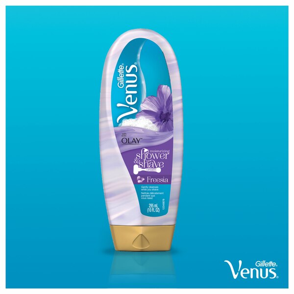 Gillette Venus Moisturizing Shower & Shave Cream with Olay, Freesia, 10 OZ