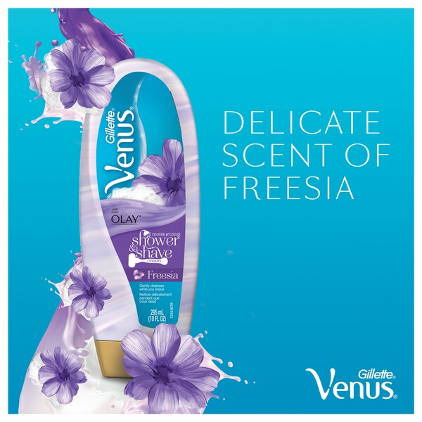 Gillette Venus Moisturizing Shower & Shave Cream with Olay, Freesia, 10 OZ