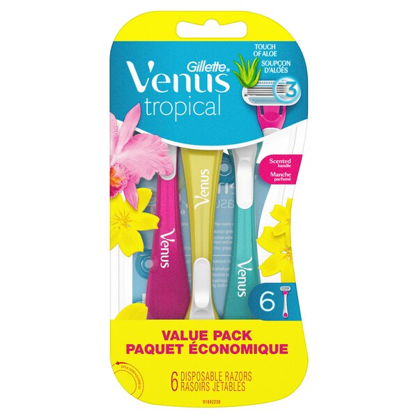 Gillette Venus Tropical 3-Blade Disposable Razors, 6 CT