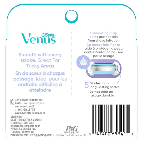 Gillette Venus Deluxe Smooth Swirl & Platinum 5-Blade Razor Blade Refills, 4 CT