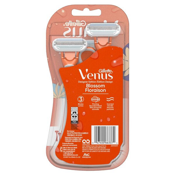 Gillette Venus Blossom 3-Blade Disposable Razors, 3 CT