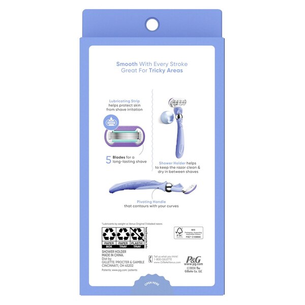 Gillette Venus Deluxe Smooth Swirl 5-Blade Razor + 1 Razor Blade Refill