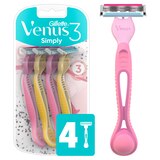 Gillette Venus Simply 3 3-Blade Disposable Razors, Dragonfruit, 4 CT, thumbnail image 1 of 9