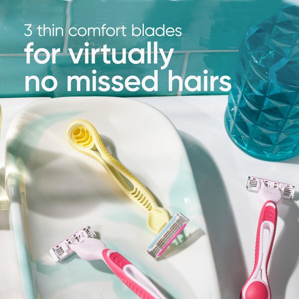 Gillette Venus Simply 3 3-Blade Disposable Razors, Dragonfruit, 4 CT
