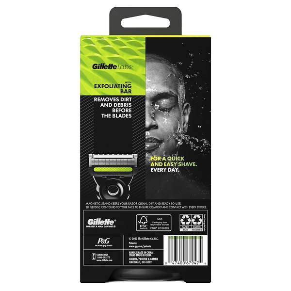GilletteLabs 5-Blade Razor + 1 Razor Blade Refill + 1 Razor Stand