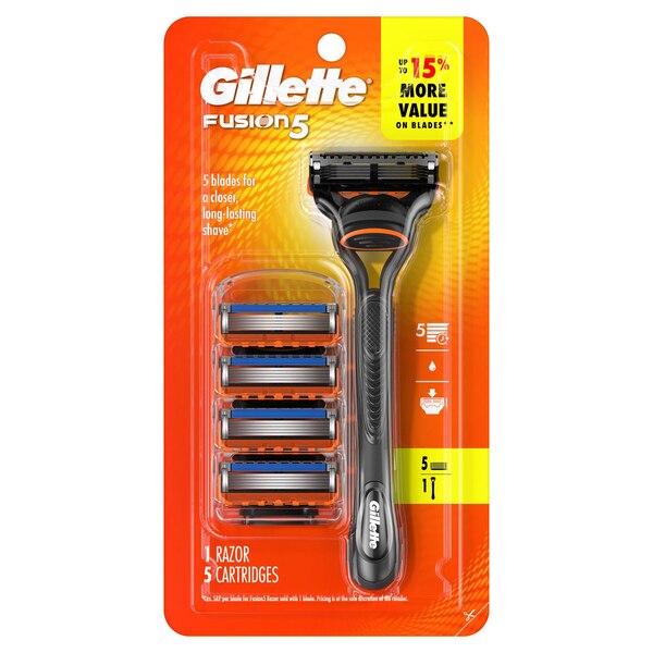 Gillette Fusion5 5-Blade Razor + 5 Razor Blade Refills