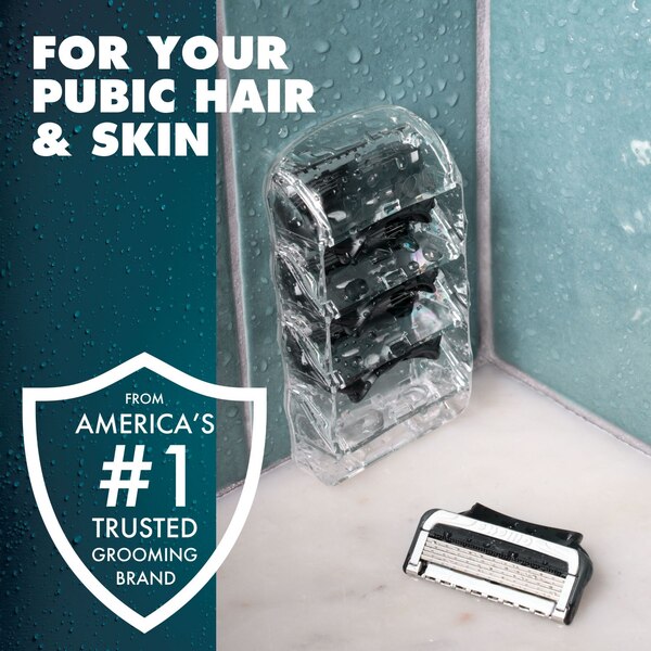 Gillette Intimate Pubic Hair 5-Blade Razor Blade Refills, 4 CT