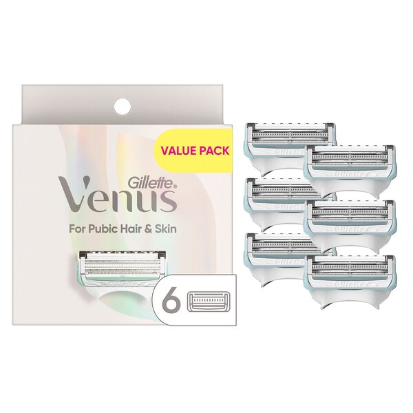 Gillette Venus Women's Razor Blades for Pubic Hair and Skin, 6 CT