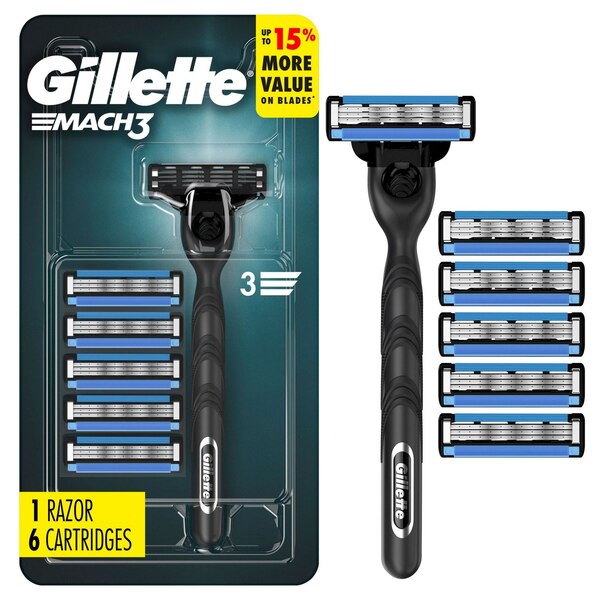 Gillette Mach3 3-Blade Razor + 6 Razor Blade Refills