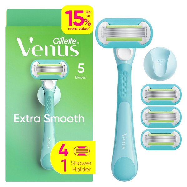 Gillette Venus Extra Smooth Skin Cloud Razor 5 Blades , Razor + 4 Razor Blade Refills
