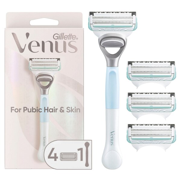 Gillette Venus Pubic Hair & Skin Razor + 4 Razor Blade Refills