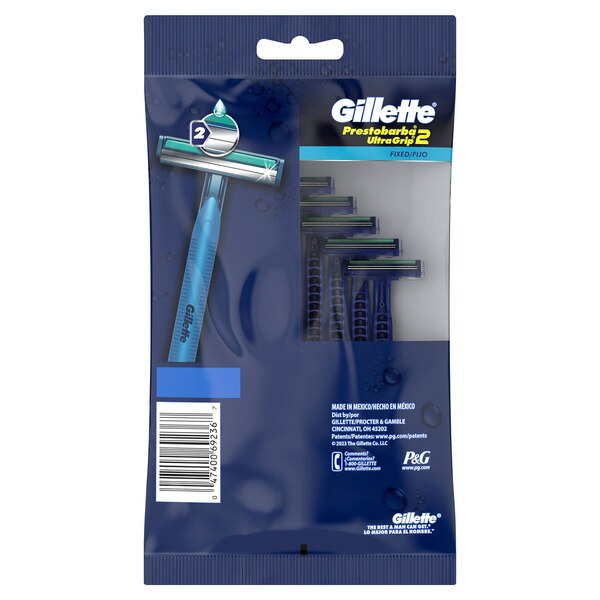 Gillette Prestobarba Ultra Grip 2 Fixed Disposable Razors, 10 CT
