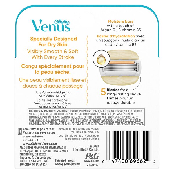 Venus MoistureGlide Razor Blade Refills, 4 CT