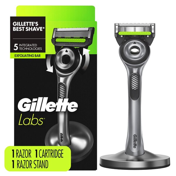 GilletteLabs 5-Blade Razor + 1 Razor Blade Refill + 1 Razor Stand