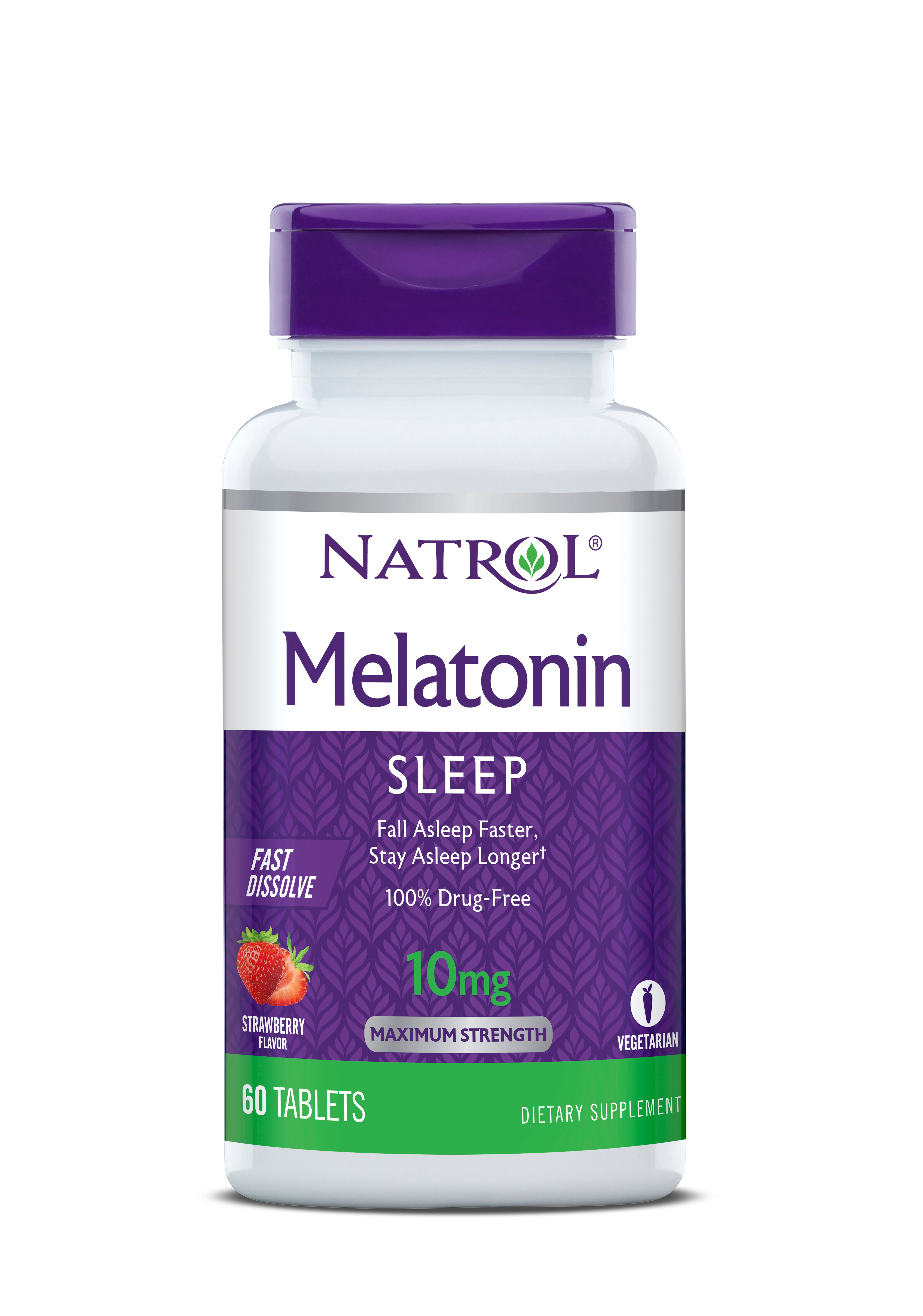 Natrol - Tabletas de melatonina, máxima potencia, 10 mg, Strawberry