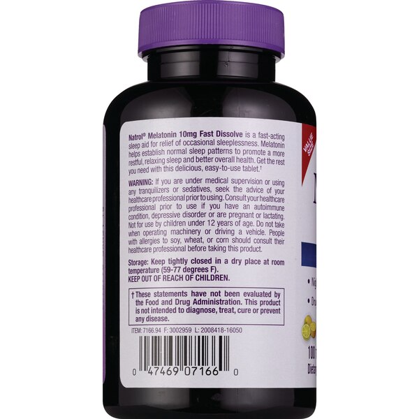 Natrol Maximum Strength Melatonin 10 MG Tablets, 100 CT, Citrus