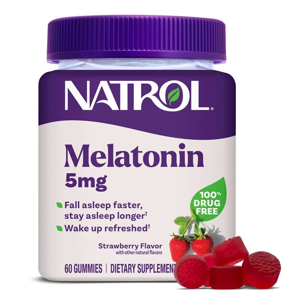 Natrol Melatonin 5 MG Gummies, Strawberry, 60 CT