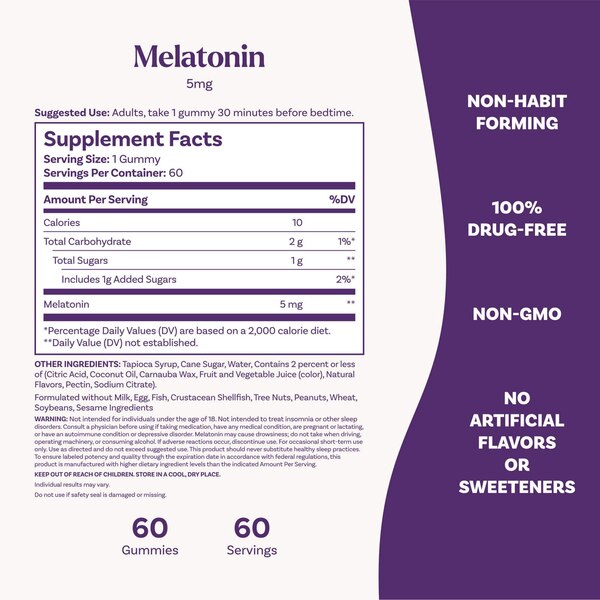 Natrol Melatonin 5 MG Gummies, Strawberry, 60 CT