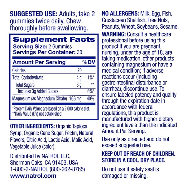 Natrol Mood + Stress  Magnesium Citrate Gummies, 60CT