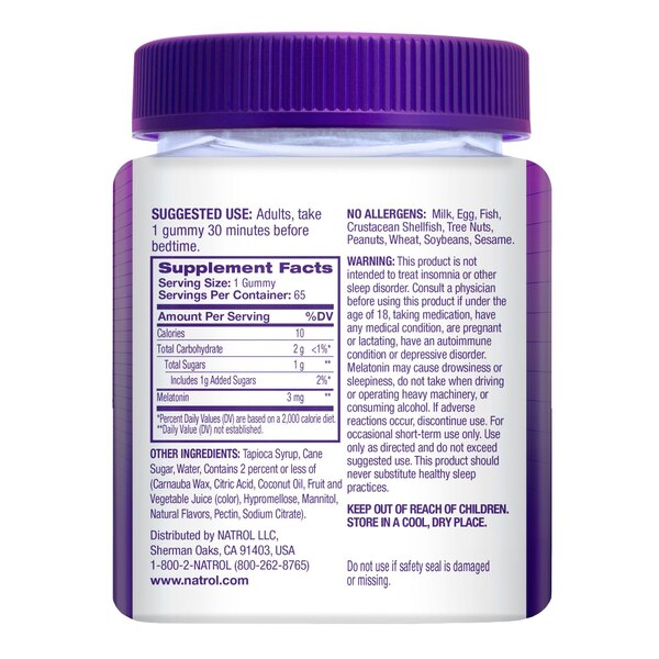 Natrol Melatonin 3mg Time Release Gummies, 65 CT