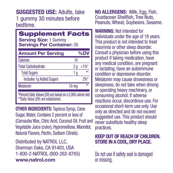 Natrol Melatonin 10mg Gummy Time Release , 45 CT