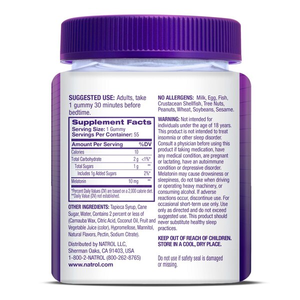Natrol Melatonin 10mg Time Release Gummies, 55 CT