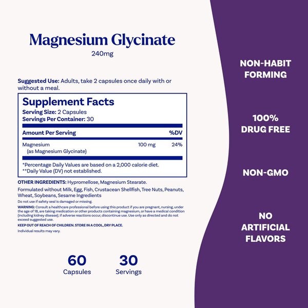 Natrol Magnesium Glycinate Capsule, 240 MG, 60 CT